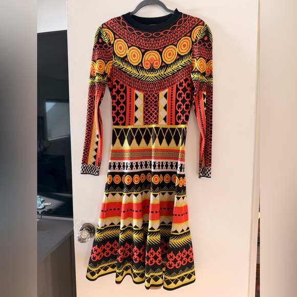 Temperley London Orange and Black Patterned Long Sleeve Dress - Picture 2 of 8